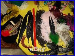 OVER 100 Yrs OLD Feathers Lot Antique Edwardian Paris Bird Skin Plumes Millinery