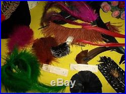 OVER 100 Yrs OLD Feathers Lot Antique Edwardian Paris Bird Skin Plumes Millinery