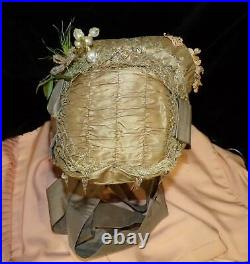 Orig Antique 1850 1860 CIVIL War Ladies Fab Jewel Bead Trim Special Dress Hat