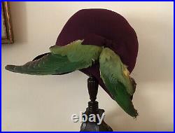 Original 1920s Cloche Hat With Feathers
