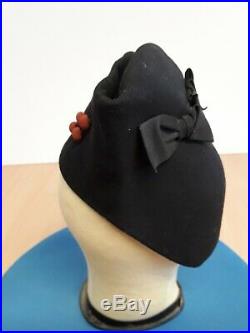 Original 1940s High Hat Black Felt Hard to find, much sought after! WWII era