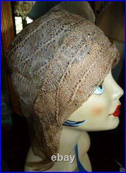 Original Antique 1920s Horsehair Lace CLOCHE HAT 21