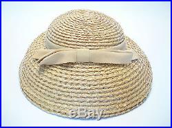 PIKO Paris New York Vintage Straw Hat with Grosgrain Ribbon Circa 1950's