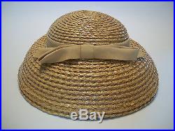 PIKO Paris New York Vintage Straw Hat with Grosgrain Ribbon Circa 1950's