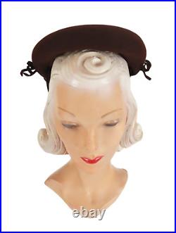 PRISTINE 1940s Brown Bumper Tilt Hat Vintage Forties Brown Tilt Hat 40s Hat