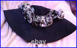 Peackock And Black Silk One Of Kind Hat Large Rim That Stays Up P