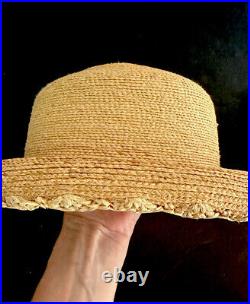 Peter Beaton Wauwinet Hat Handmade Nantucket Leghorn Straw Scalloped Edge Vntg
