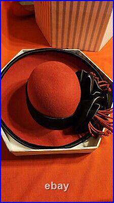 Philip Somerville London Ladies Red Derby Hat (FELT & SILK)