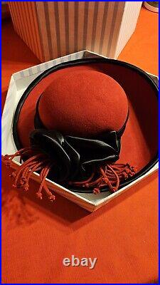 Philip Somerville London Ladies Red Derby Hat (FELT & SILK)