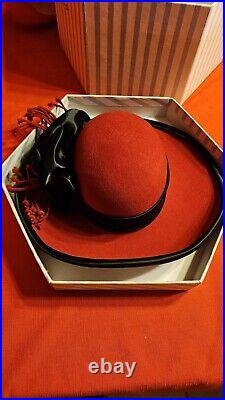 Philip Somerville London Ladies Red Derby Hat (FELT & SILK)