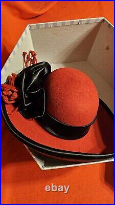 Philip Somerville London Ladies Red Derby Hat (FELT & SILK)