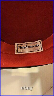 Philip Somerville London Ladies Red Derby Hat (FELT & SILK)