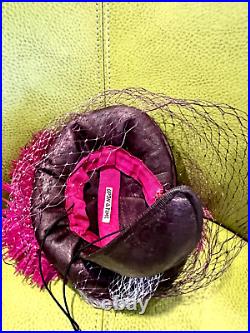 Pink & Purple Tilt Ostrich Feather Painted Felt Hat 1930s Up-cycled Vintage New