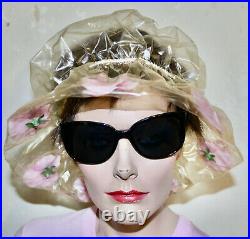Plastic vinyl floral vintage avant-garde hat