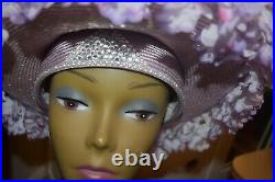 Pristine jack mcconnell red feather women's light purple floral vintage hat