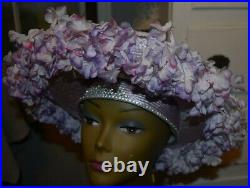 Pristine jack mcconnell red feather women's light purple floral vintage hat