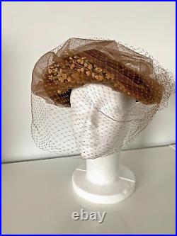 RARE FIND Vintage Oppenheim Collins 22 Hat with Toile, Veil and Flowers
