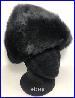 RARE Saks Fifth Avenue Tuscan Lamb Skin Fur Hat Black Vintage AMAZING