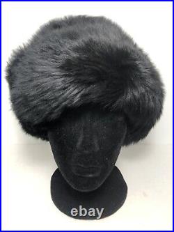 RARE Saks Fifth Avenue Tuscan Lamb Skin Fur Hat Black Vintage AMAZING