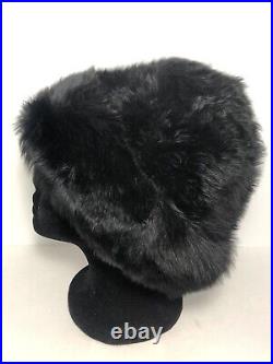 RARE Saks Fifth Avenue Tuscan Lamb Skin Fur Hat Black Vintage AMAZING