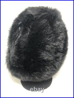 RARE Saks Fifth Avenue Tuscan Lamb Skin Fur Hat Black Vintage AMAZING