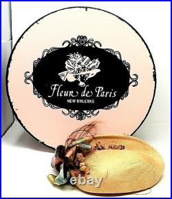 RARE VINTAGE 1940s FLEUR DE PARIS NEW ORLEANS LOUISIANA FINE DESIGNER HAT + BOX