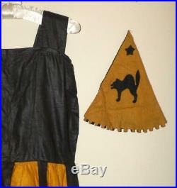 RARE VTG 20s 30s ADULT WOMENS 2PC DRESS CAT HAT HALLOWEEN COSTUME OUTFIT S Small