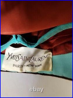 RARE! Vintage 1960s YSL Yves Saint Laurent Brown Velvet Scarf Hat Small Monogram