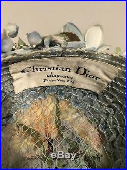 RARE Vintage Christian Dior 1960's Fascinator Chapeaux Paris-New York Floral Hat