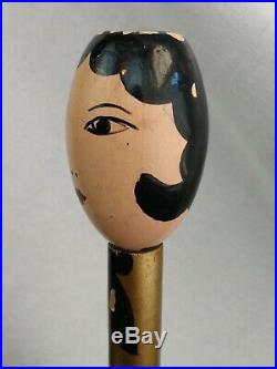 RARE Vintage Wooden Hat Stand Painted Lady Flapper 1920s Art Deco