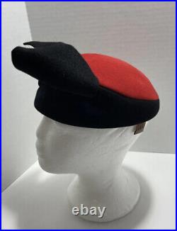 RED Frank Olive Vintage Excello 100% wool Ladies Hat Black/Red Made in U. S. A