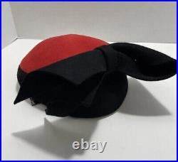 RED Frank Olive Vintage Excello 100% wool Ladies Hat Black/Red Made in U. S. A