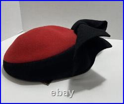 RED Frank Olive Vintage Excello 100% wool Ladies Hat Black/Red Made in U. S. A