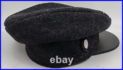 Rag & Bone Stevie Newsboy Cap Women's L Black Leather Brim Wool Blend Band Strap