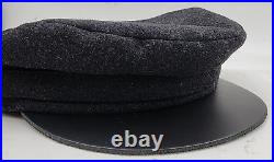 Rag & Bone Stevie Newsboy Cap Women's L Black Leather Brim Wool Blend Band Strap