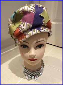 Rare 1960s Christian Dior Handmade Beaded Multicolour Beret Hat Couture Ordered