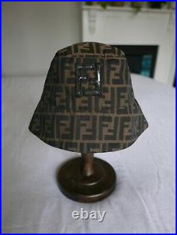 Rare Authentic Vintage Fendi Zucca Monogram Sailor Brim Bucket Hat Made In Italy