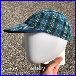 Rare Early 90's Vtg Patagonia Green Plaid 5-Panel Duck Bill Hat Made in the USA