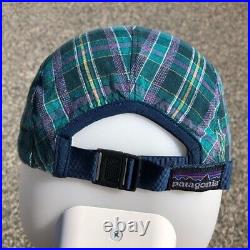 Rare Early 90's Vtg Patagonia Green Plaid 5-Panel Duck Bill Hat Made in the USA