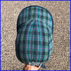 Rare Early 90's Vtg Patagonia Green Plaid 5-Panel Duck Bill Hat Made in the USA