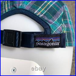 Rare Early 90's Vtg Patagonia Green Plaid 5-Panel Duck Bill Hat Made in the USA