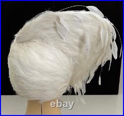 Rare Jack McConnell White Plumed Red Feather Hat Vintage One of a Kind