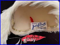 Rare Jack McConnell White Plumed Red Feather Hat Vintage One of a Kind