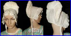 Rare Orig Antique 1820 Regency Pre Victorian White Lace Embroidery Night Cap Hat