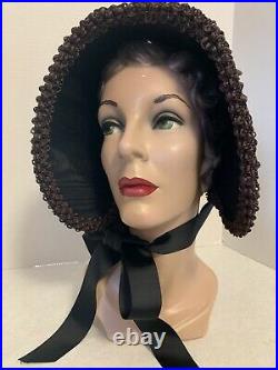 Rare Orig Early Victorian 1840 1850 Poke Spoon Dress High Brim Bonnet Hat