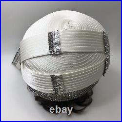 Rare Scruples By EVE ANDREA Hat Vintage Satin Rhinestone Church Derby Off White