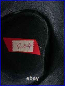Rare Vintage 1960's Black Designer Quality Hat Size 7