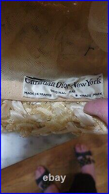 Rare Vintage Christian Dior New York Straw Bucket Hat Made In France