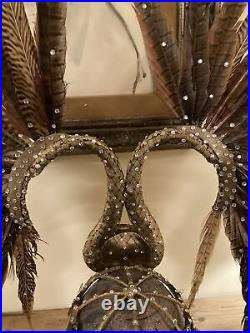 Rare Vintage Custom Designer Pheasant Feather Headpiece Hat 30 W X 17 H DS