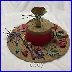 Rare Vintage Mademoiselle Hand Crafted Straw Hat Nassau Bahamas